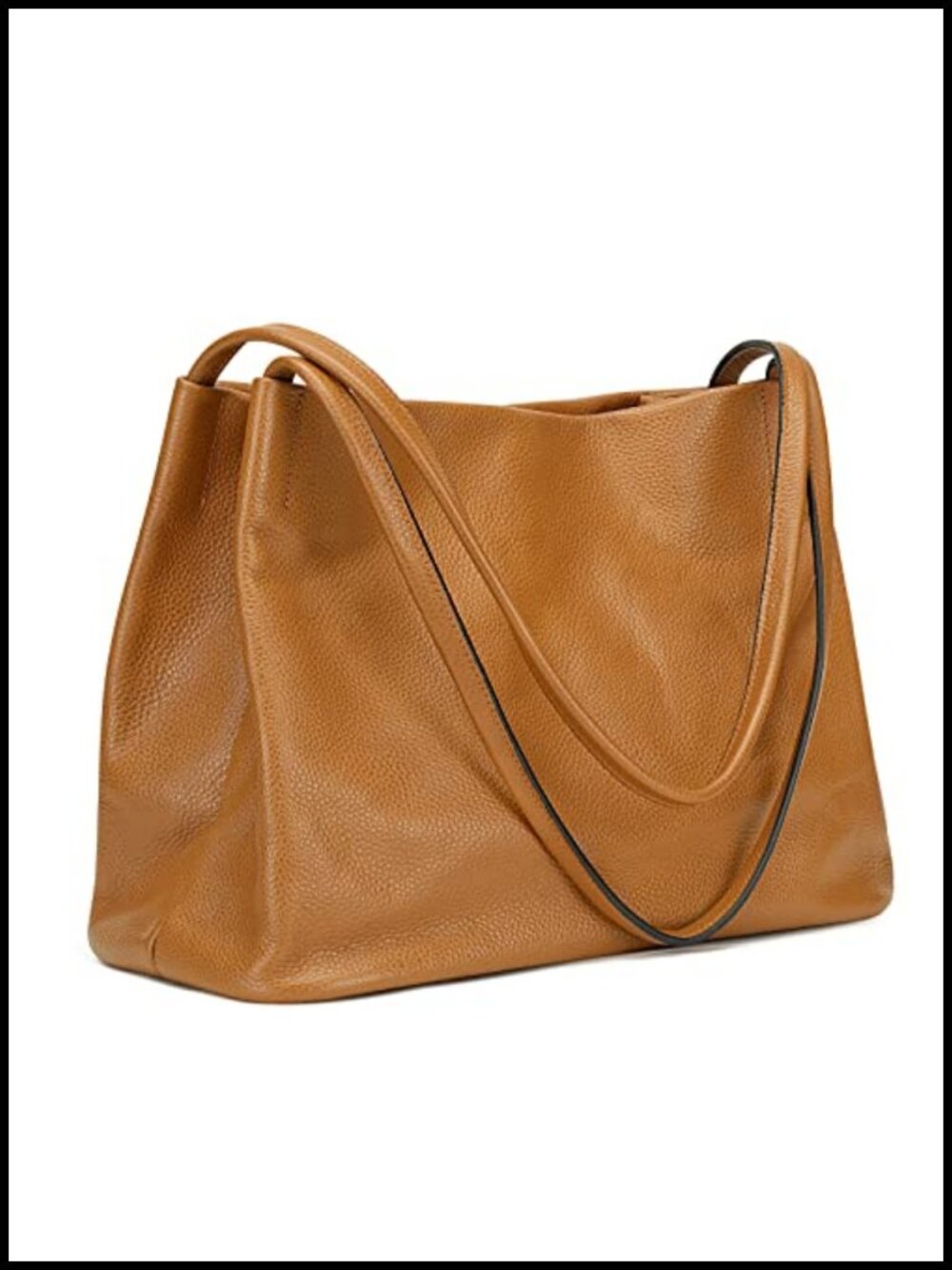 Top Grain Pebbled Cowhide Leather Tote Hobo Shoulder Bag Magnetic Snap